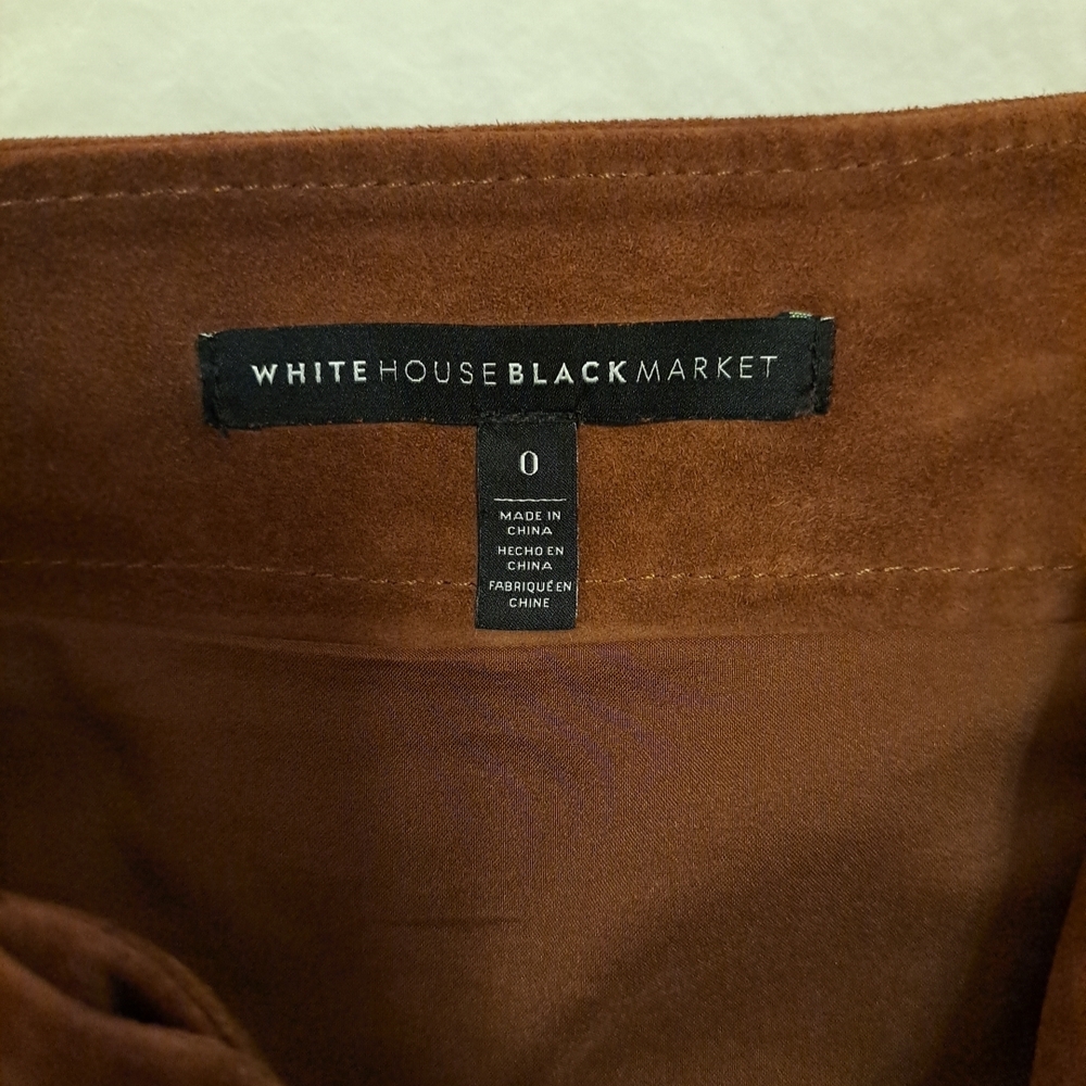 White House Black Market Skirt Suede A Line Wrap Brown Size 0 EUC - Picture 6 of 9